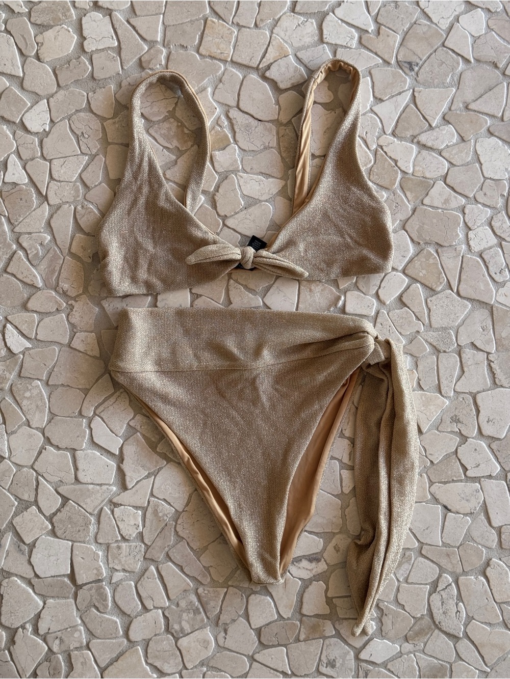 Gold Shimmer Bikini Set - Beach Riot - Picture 2 of 11
